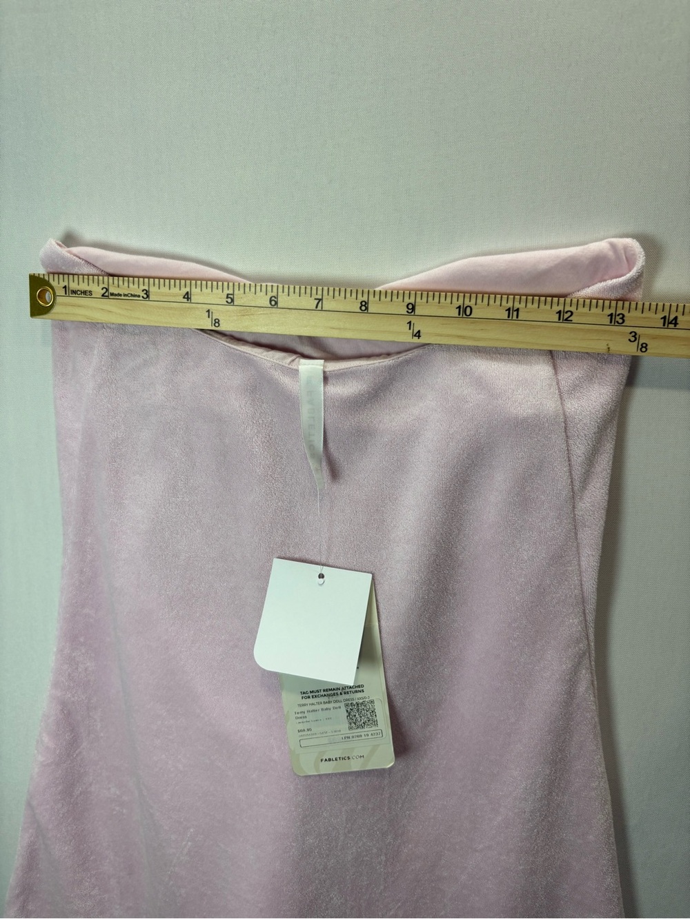 Fabletics Pink Terry Baby Doll Mini Dress XS Sleeveless Halter Button Solid - Picture 13 of 16